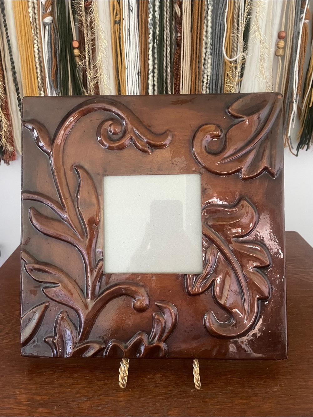 Brown metal picture frame holds 4.5 pic